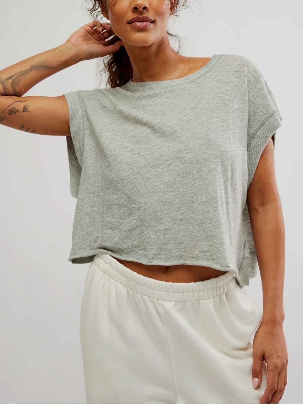 FP Movement by Free People Heather Gray Cropped Tee